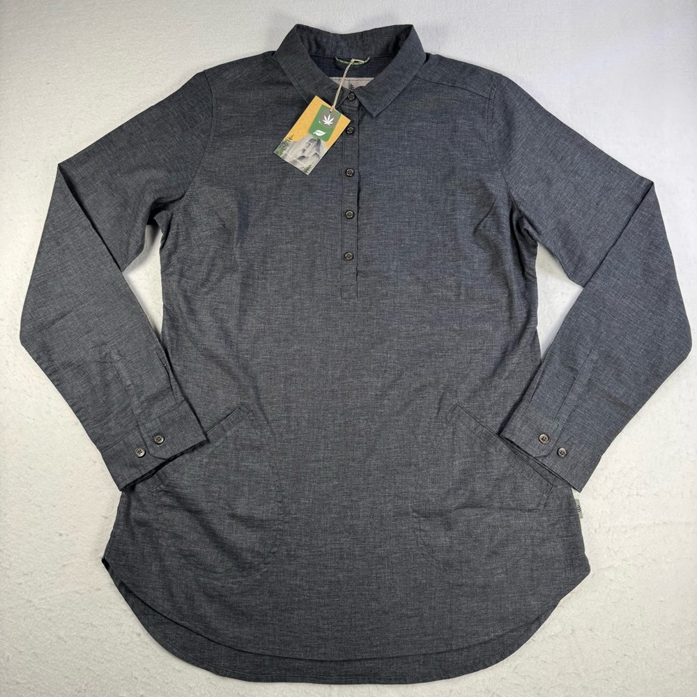 Royal Robbins Women’s M Hemp Chambray Long Sleeve Shirt Asphalt NWT